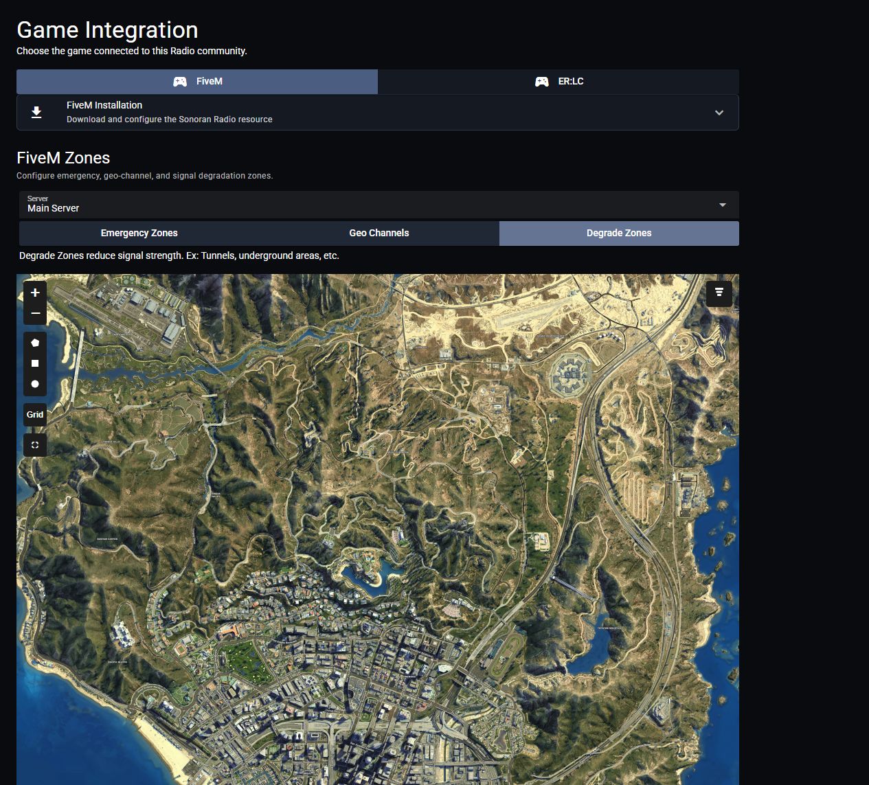 FiveM Degrade Zones in Game Integration